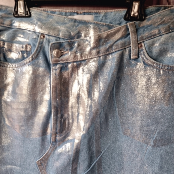 🆕️ Zara Metallic Denim Maxi Skirt - Picture 4 of 10